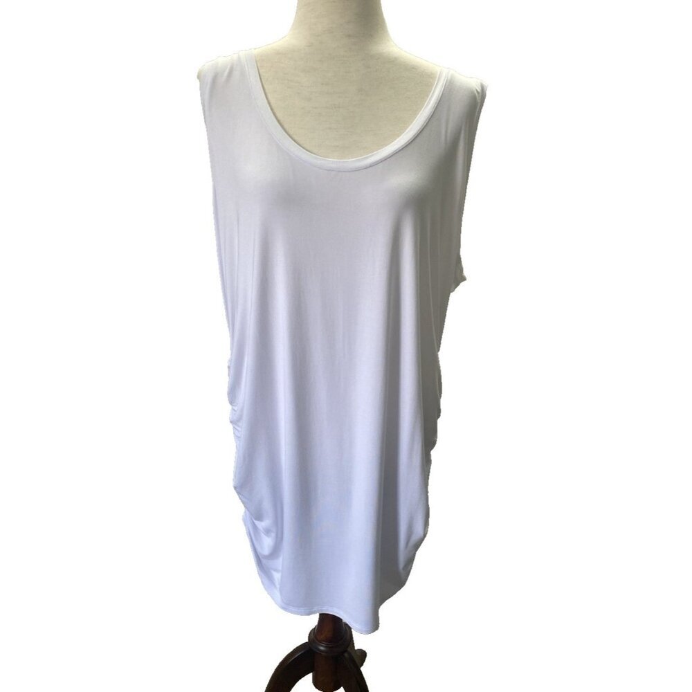 Lane Bryant White Tank Top Swing Tunic Knit Illusion Collection NWT Size 26/28